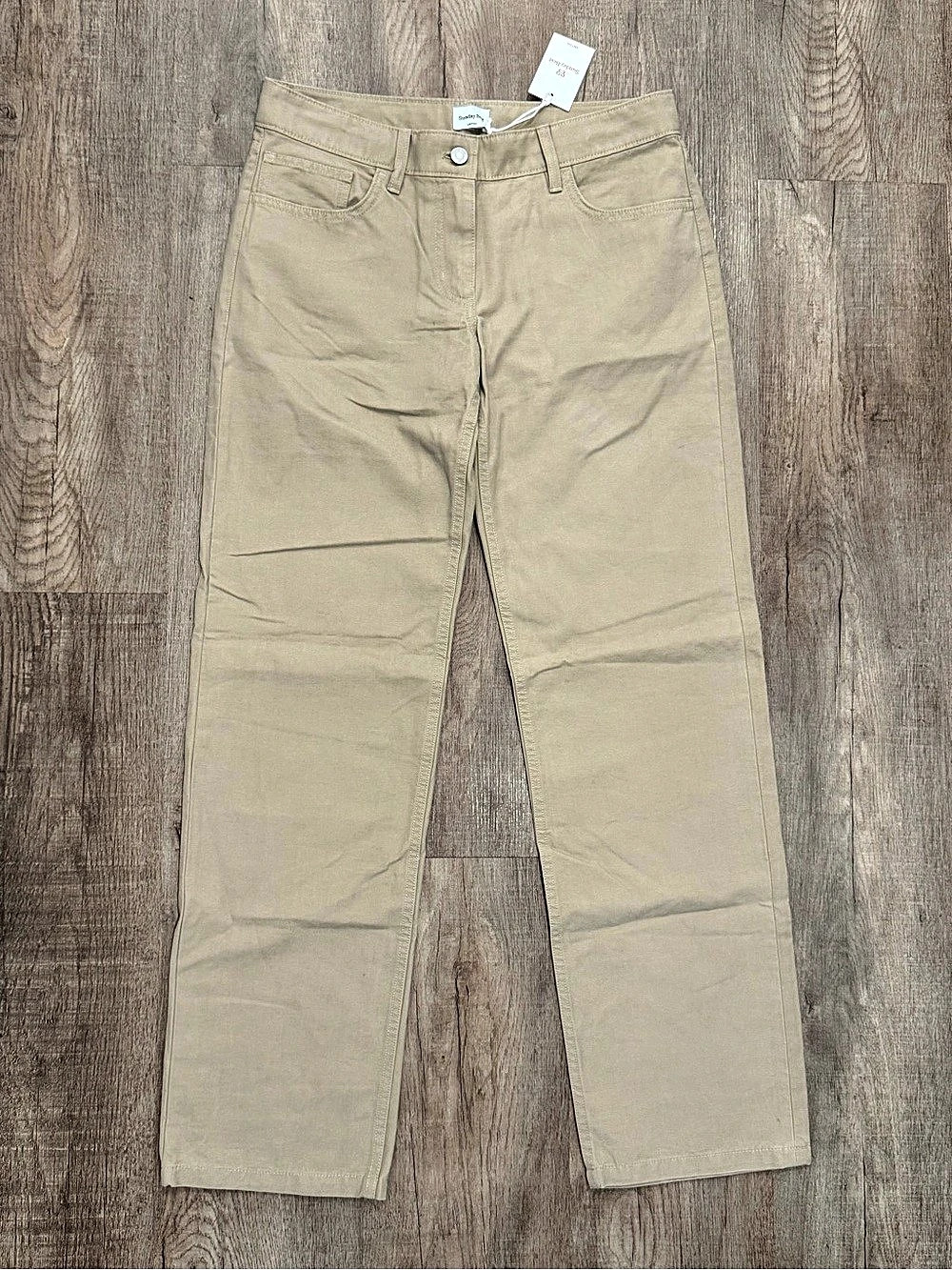 Aritzia Sunday Best Agatha Straight Leg Cotton Pants Beige Size 6 NWT